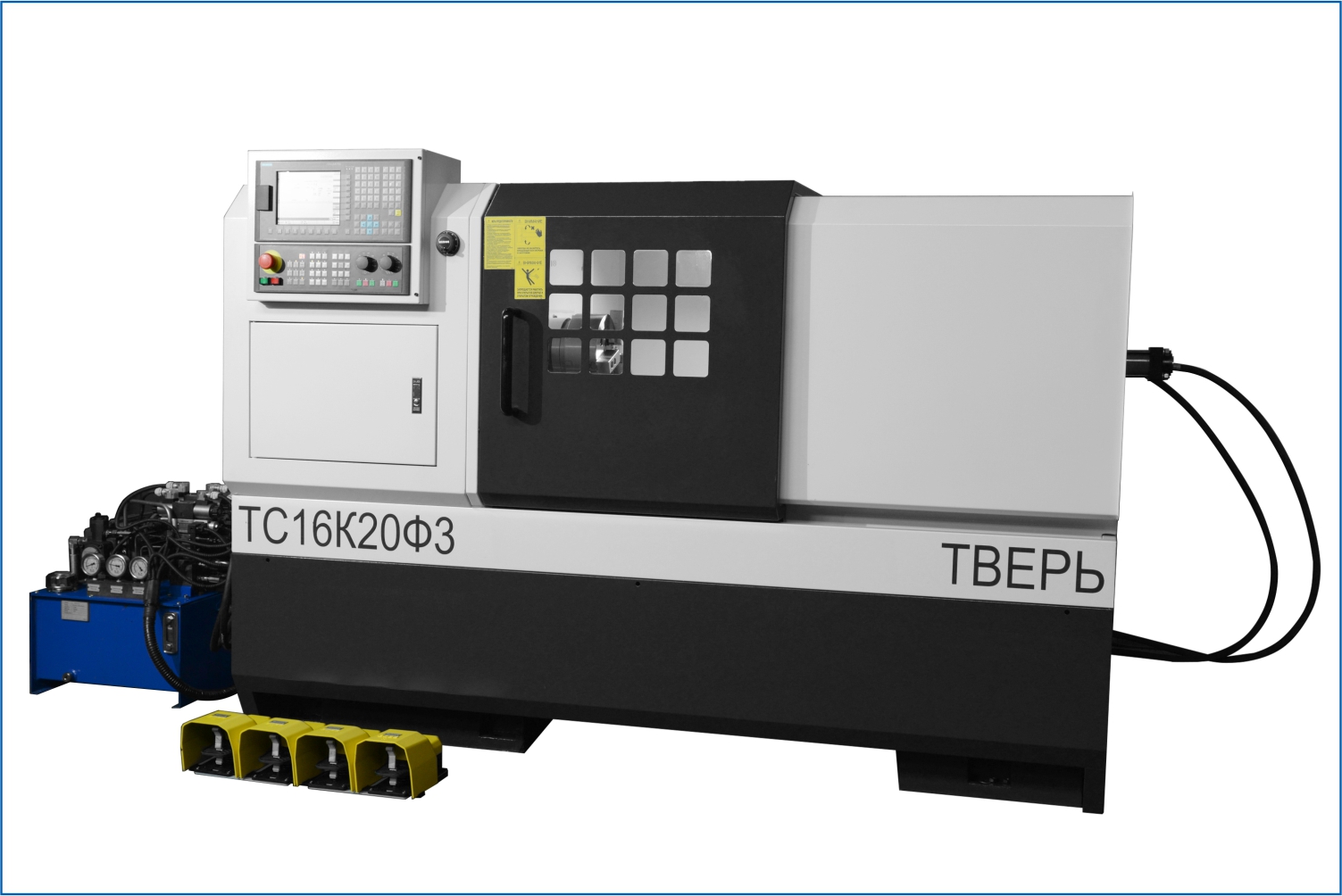 Токарный станок с ЧПУ, гидравлическим патроном и пинолью